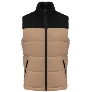 Kariban Tweekleurige gewatteerde bodywarmer uniseks in Wet Sand / Black, voorkant