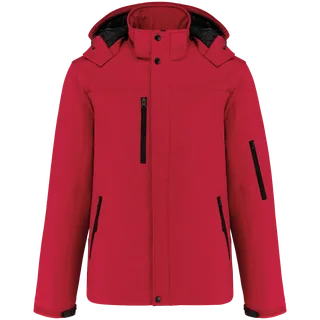 Kariban Gewatteerde softshell herenparka met capuchon in Red, voorkant