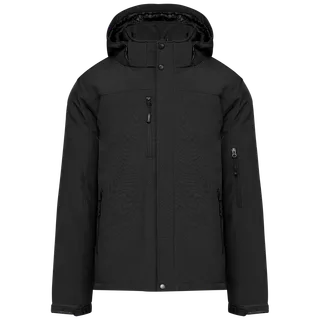 Kariban Gewatteerde softshell herenparka met capuchon in Black, voorkant