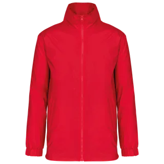 Kariban Men's lined wind breaker in Red, voorkant