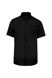 Kariban Men's short-sleeved non-iron shirt in Black, voorkant