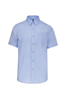 Kariban Men's short-sleeved non-iron shirt in Bright Sky, voorkant