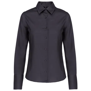 Kariban Dames non-iron blouse lange mouwen in Zinc, voorkant