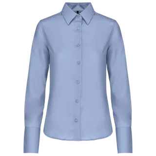 Kariban Dames non-iron blouse lange mouwen in Bright Sky, voorkant