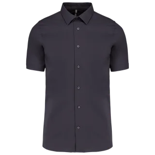 Kariban Cotton/elastane short-sleeved shirt in Zinc, voorkant