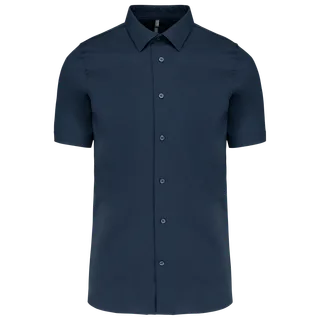 Kariban Cotton/elastane short-sleeved shirt in Navy, voorkant