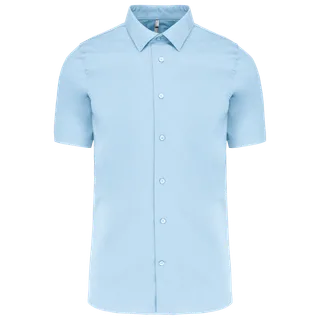 Kariban Cotton/elastane short-sleeved shirt in Light Blue, voorkant