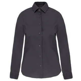Kariban Dames stretch blouse lange mouwen in Zinc, voorkant