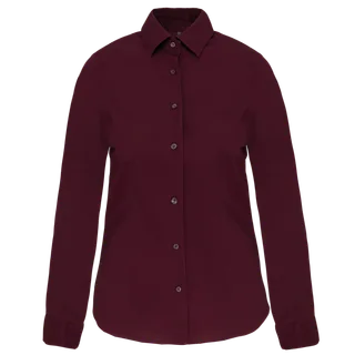 Kariban Dames stretch blouse lange mouwen in Wine, voorkant