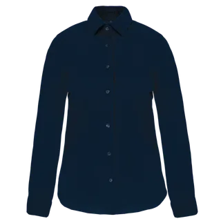 Kariban Dames stretch blouse lange mouwen in Navy, voorkant