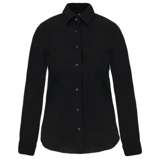Kariban Dames stretch blouse lange mouwen in Black, voorkant