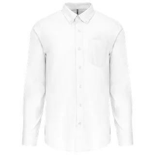 Kariban Heren Oxford overhemd lange mouwen in White, voorkant