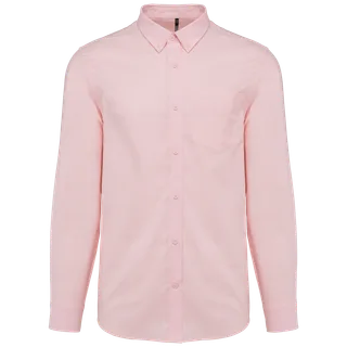 Kariban Heren Oxford overhemd lange mouwen in Oxford Pale Pink, voorkant