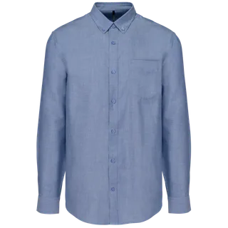 Kariban Heren Oxford overhemd lange mouwen in Oxford Cobalt Blue, voorkant