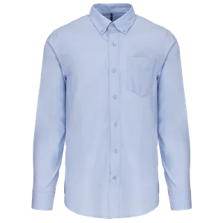 Kariban Heren Oxford overhemd lange mouwen in Oxford Blue, voorkant