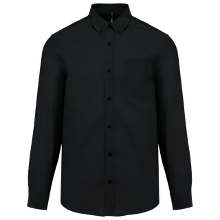Kariban Heren Oxford overhemd lange mouwen in Black, voorkant