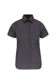 Kariban Ladies' short-sleeved cotton/elastane shirt in Zinc, voorkant