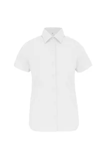 Kariban Ladies' short-sleeved cotton/elastane shirt in White, voorkant
