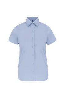 Kariban Ladies' short-sleeved cotton/elastane shirt in Light Blue, voorkant