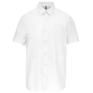 Kariban Heren Oxford overhemd korte mouwen in White, voorkant