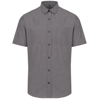 Kariban Heren Oxford overhemd korte mouwen in Oxford Silver, voorkant