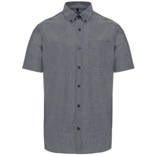 Kariban Heren Oxford overhemd korte mouwen in Oxford Shadow Navy, voorkant