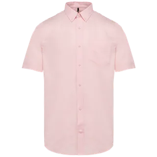 Kariban Heren Oxford overhemd korte mouwen in Oxford Pale Pink, voorkant