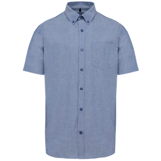 Kariban Heren Oxford overhemd korte mouwen in Oxford Cobalt Blue, voorkant