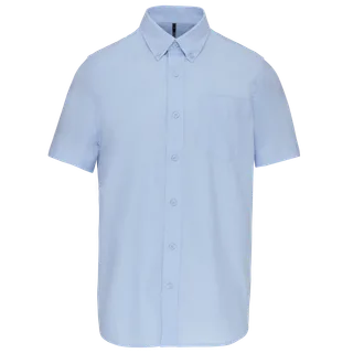 Kariban Heren Oxford overhemd korte mouwen in Oxford Blue, voorkant