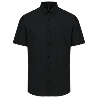 Kariban Heren Oxford overhemd korte mouwen in Black, voorkant