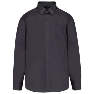 Kariban Heren non-iron overhemd lange mouwen in Zinc, voorkant