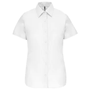 Kariban Ladies' short-sleeved Oxford shirt in White, voorkant