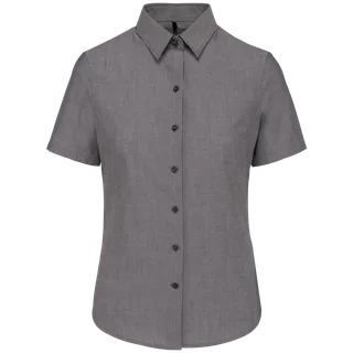 Kariban Ladies' short-sleeved Oxford shirt in Oxford Silver, voorkant