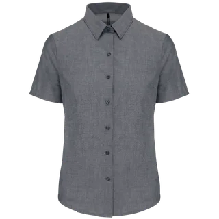Kariban Ladies' short-sleeved Oxford shirt in Oxford Shadow Navy, voorkant