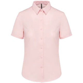 Kariban Ladies' short-sleeved Oxford shirt in Oxford Pale Pink, voorkant