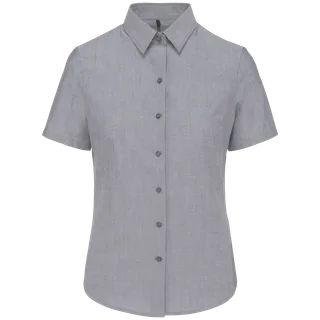 Kariban Ladies' short-sleeved Oxford shirt in Oxford Zinc, voorkant