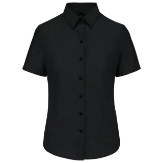 Kariban Ladies' short-sleeved Oxford shirt in Black, voorkant