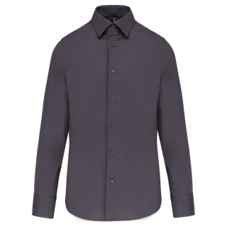 Kariban Heren stretch overhemd lange mouwen in Zinc, voorkant