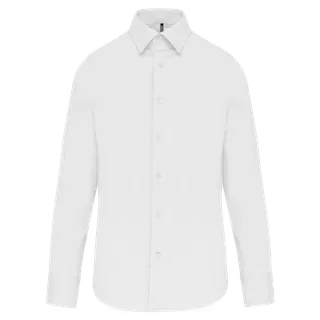 Kariban Heren stretch overhemd lange mouwen in White, voorkant