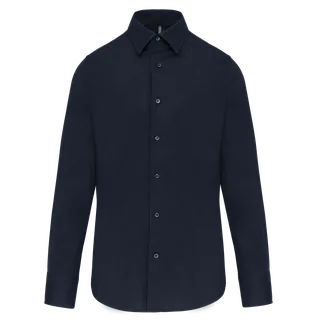 Kariban Heren stretch overhemd lange mouwen in Navy, voorkant