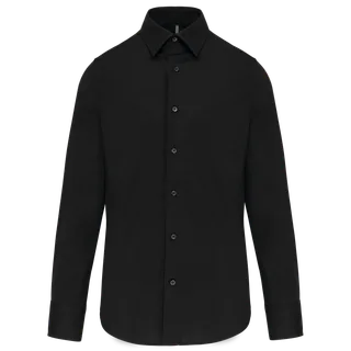 Kariban Heren stretch overhemd lange mouwen in Black, voorkant