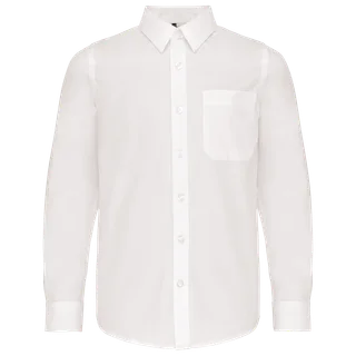 Kariban Kinder poplin overhemd lange mouwen in White, voorkant