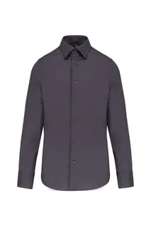 Kariban Getailleerd heren non-iron overhemd lange mouwen in Zinc, voorkant
