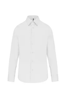 Kariban Getailleerd heren non-iron overhemd lange mouwen in White, voorkant
