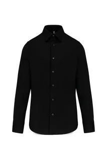 Kariban Getailleerd heren non-iron overhemd lange mouwen in Black, voorkant