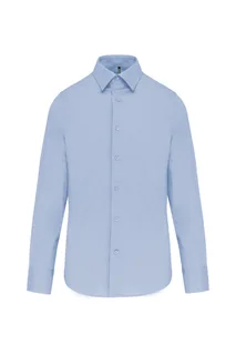 Kariban Getailleerd heren non-iron overhemd lange mouwen in Bright Sky, voorkant