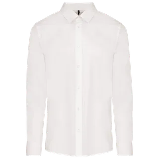 Kariban Herenoverhemd in popeline met lange mouwen in White, voorkant