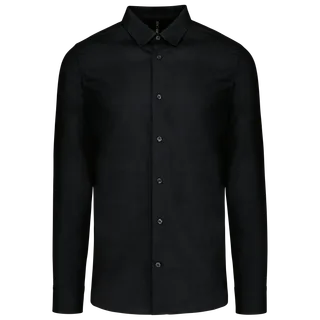 Kariban Herenoverhemd in popeline met lange mouwen in Black, voorkant
