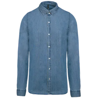 Kariban Herenoverhemd Denim in Chambray Blue, voorkant