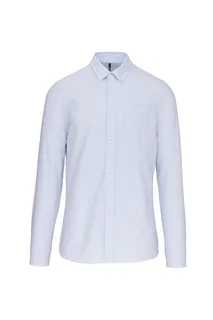 Kariban Heren Oxford overhemd lange mouwen in Striped White / Oxford Blue, voorkant